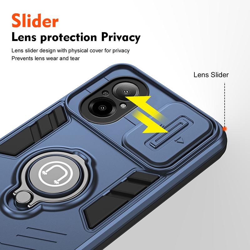 For Realme C67 4G Slide Camera Lens Protector Armor Case For Realme C67 Military Grade Bumpers Magnet Ring Cover For Realme C67