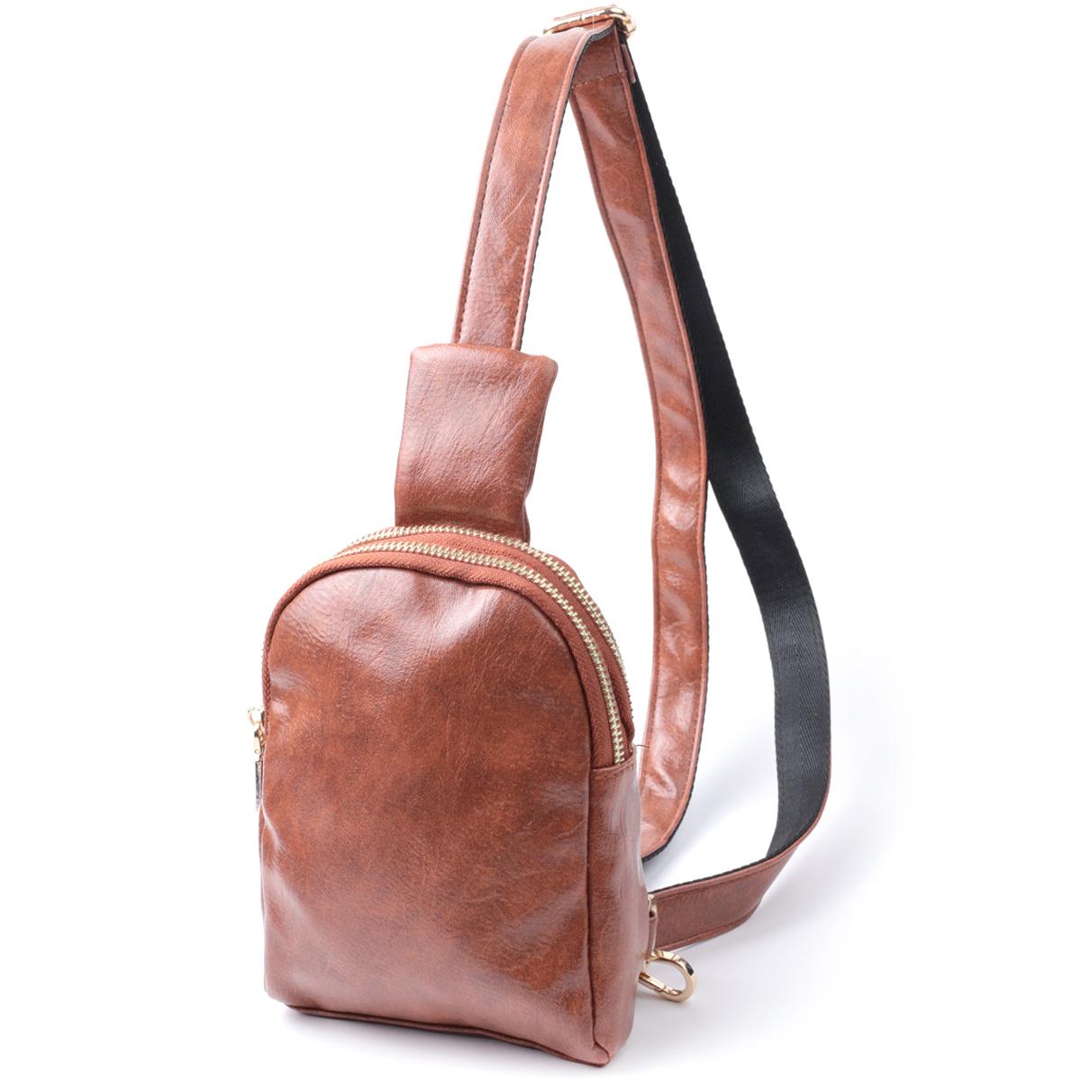 

Компактна жіноча сумка через плече на два відділення з екошкіри VINTAGE Bag 22783 Коричневий