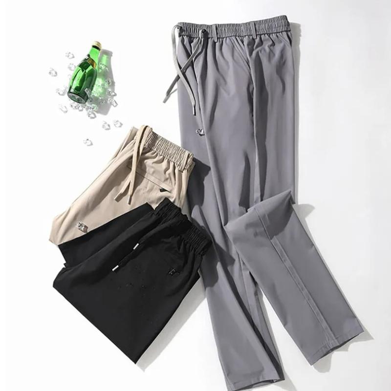Men's Summer Casual Pants Ice Silk Elastic Waist Pants Cool Breathable Running Sweatpants 5XL
