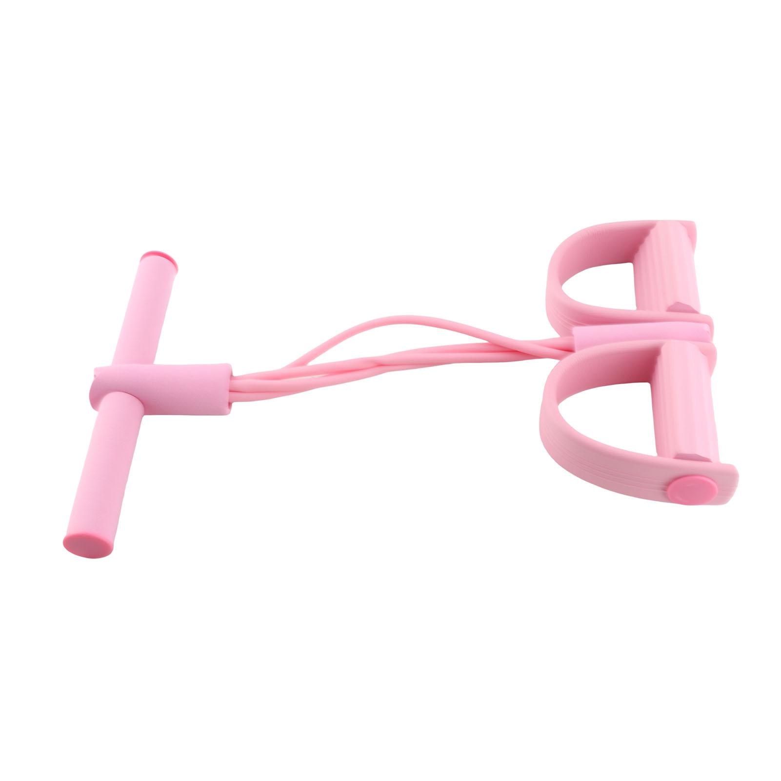 

4 Tube Elastic Pull Rope Sit Up Training Pedal Resistance Band Yoga Stretching Fitness Equipment Pinkish
