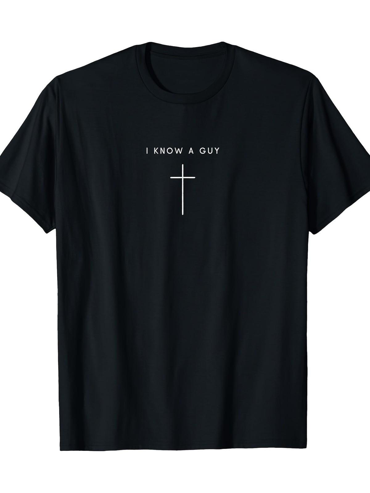 I Know A Guy Cross T-Shirt | Minimalist Christian Faith Graphic Tee S разноцветный