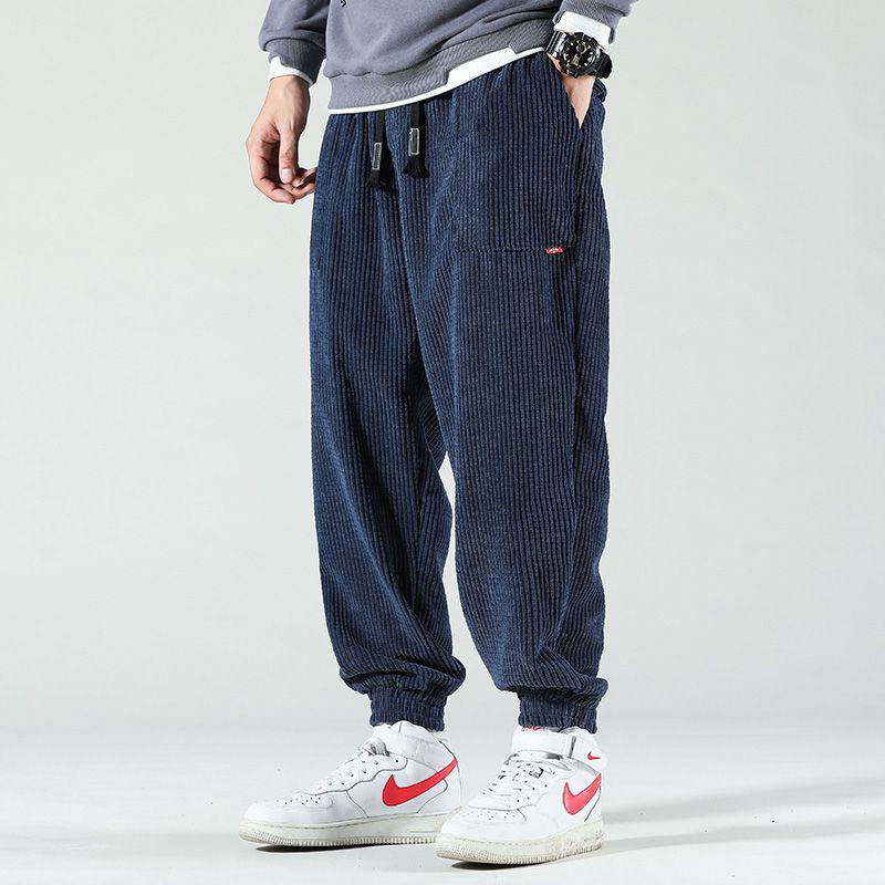 Men's Corduroy Fleece-Lined Cuffed Pants - Trendy Autumn/Winter Casual Trousers