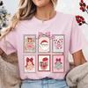 Retro Christmas Postage Stamp Shirt, Vintage Santa Stamps Shirt, Family Matching Christmas PJs Gift Shirt, Cute Snowman Christmas Tree Shirt
