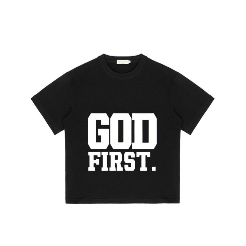 Black T Shirt God First Religious Statement Graphic Tee for Men and Women Casual Wear Church Outfit Faith Inspired Clothing