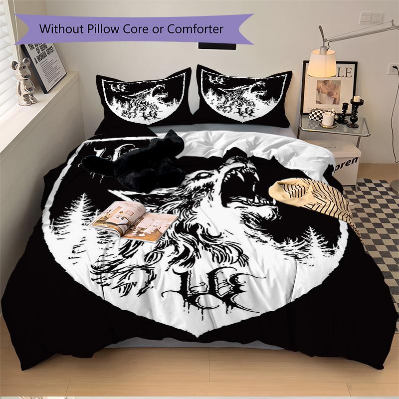 

3 шт. Аниме Набор постельного белья с гербом волка - Включает один пододеяльник и две наволочки (Нет ядра) - Идеально для декора спальни и доступа в гостевую комнату 135x200cm