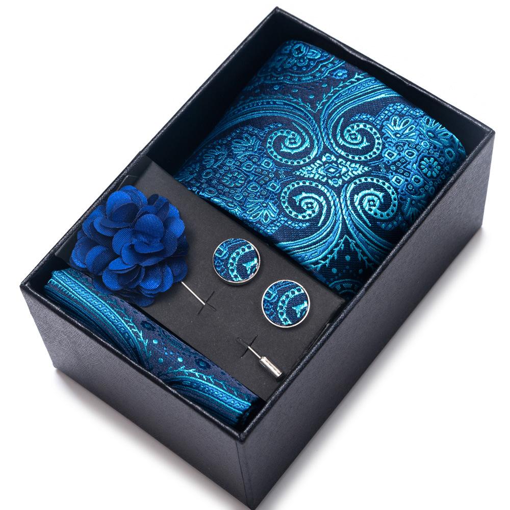 Tie Men'S Suit Accessories Cufflinks Square Scarf Corsage Tie Premium Suit Gift Box Packaging