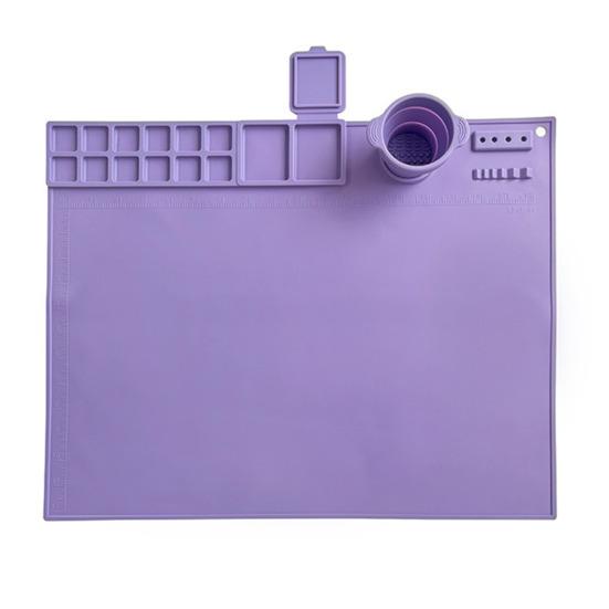 Silicone Painting Mat with Collapsible Cup Craft Mat Painting Sculpting Resin Projects Heat Resistant Painting Mat Artist Gift