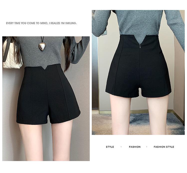 High-Waisted Black Slim-Fit Shorts 2024 Summer Women's Fashion
