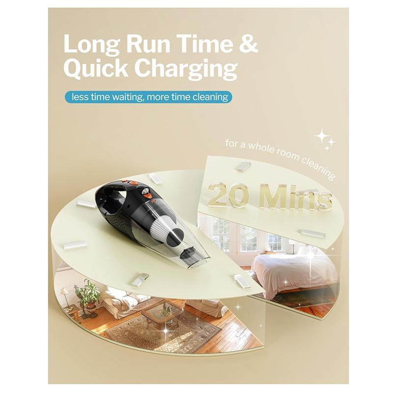 Y37A-Handheld Cordless Vacuum Cleaner - 12000PA Suction, LED Lights, Lightweight, Waterproof
