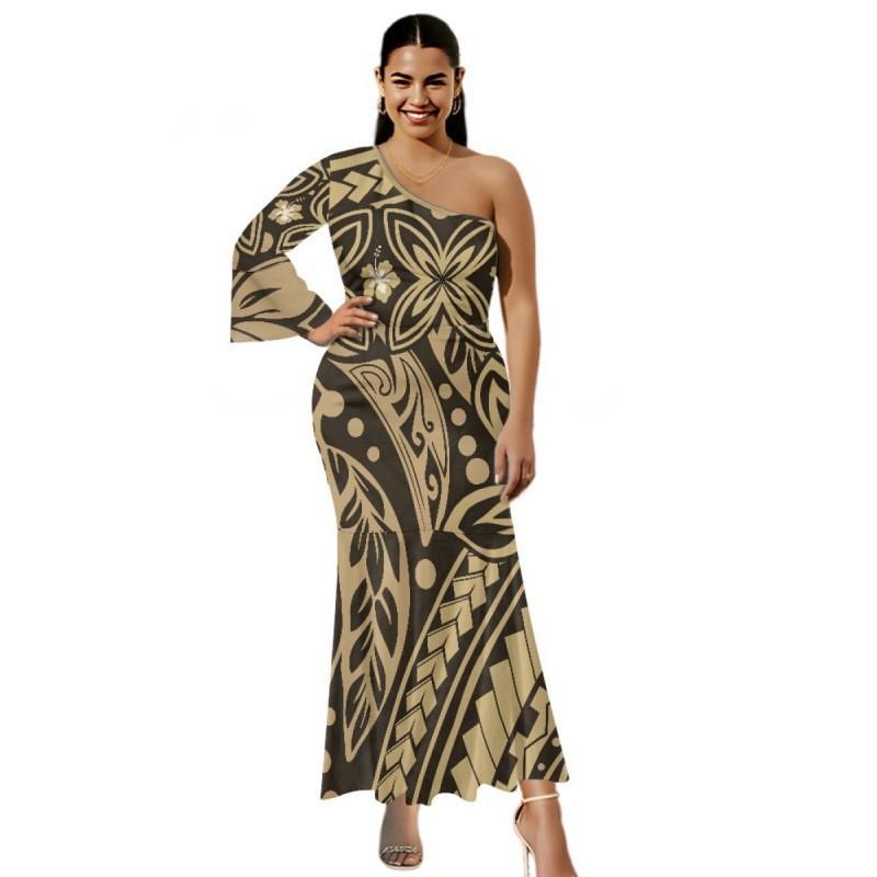New Style Sloping Shoulders Bohemian Hip Fish Tail Skirt Large Size African Dress M