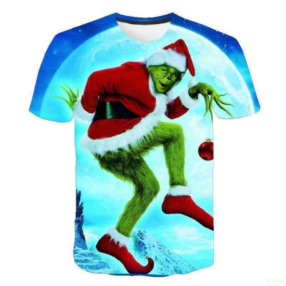 Summer 2025 New Green Hair Monster Grinch 3D Digital Printed Casual Loose Breathable Women's Short Sleeved T-shirt