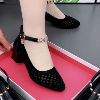 Scarpe da Donna alla Moda a Punta con Tacco Estive Basse con Tacco Grosso Slip On Scarpe da Vestito da Donna per Ufficio Décolleté da Donna Scarpe da Donna