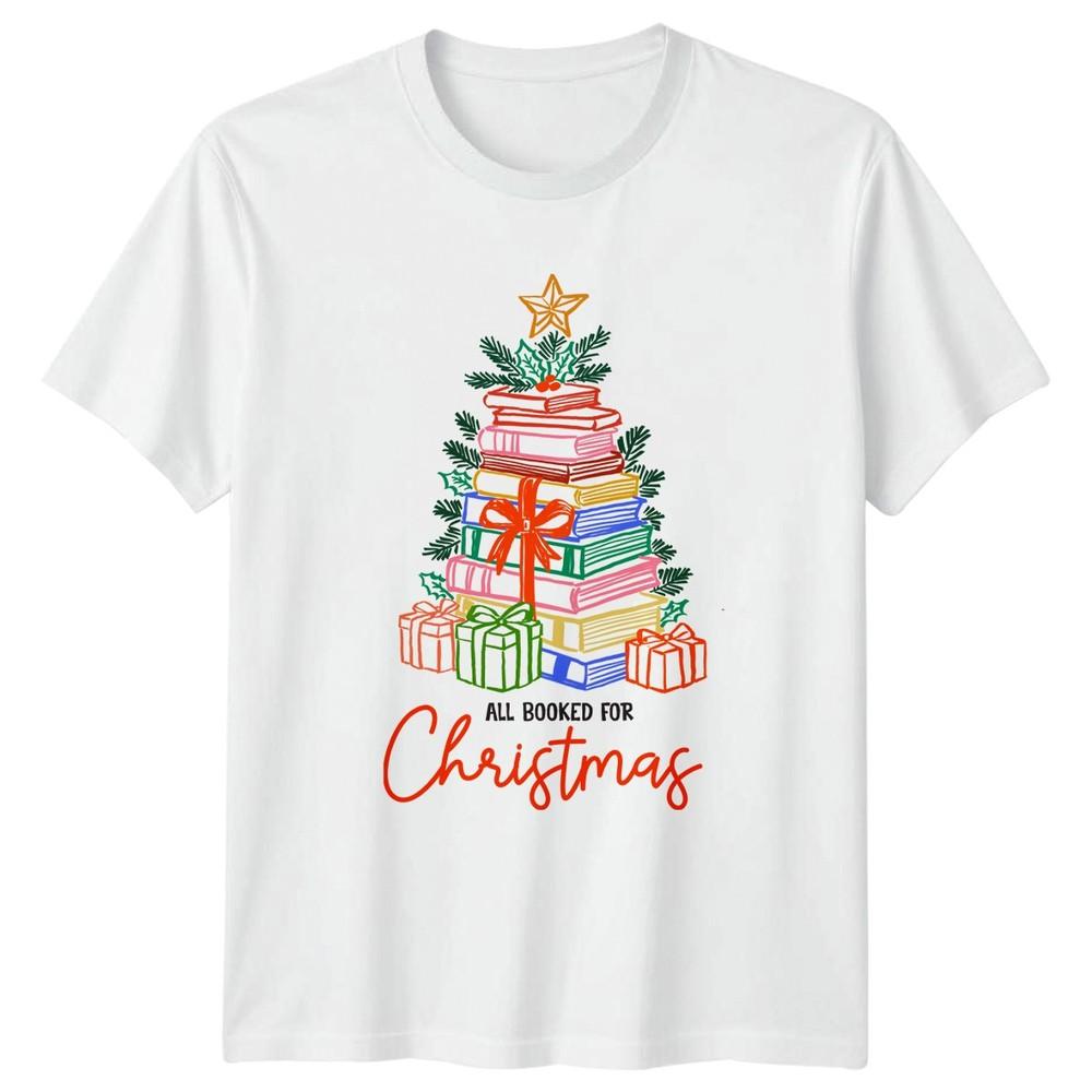 All Booked For Christmas Book Tree Holidays Unisexs TShirt Unisexs Tee Reading S