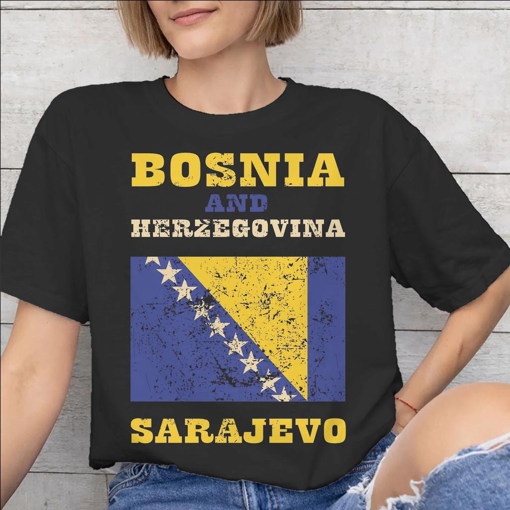 Bosnia and Herzegovina Flag Merch Unisex T Shirts Cotton Tee Graphic Print Tshirt Clothing