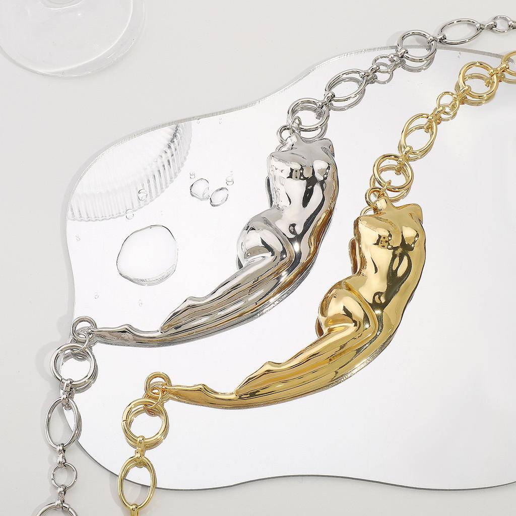 Euro-American Style Irregular Metal Design Necklace Personality Body Pendant Hip Hop Cuban Women's Collar Accessories