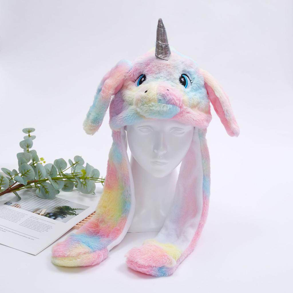 Funny Jumping Ear Hat Winter Plush Hat Christmas Ghost Earflaps Movable Ears Hat With Air Bags Hat Cosplay Xmas Gift For Friend