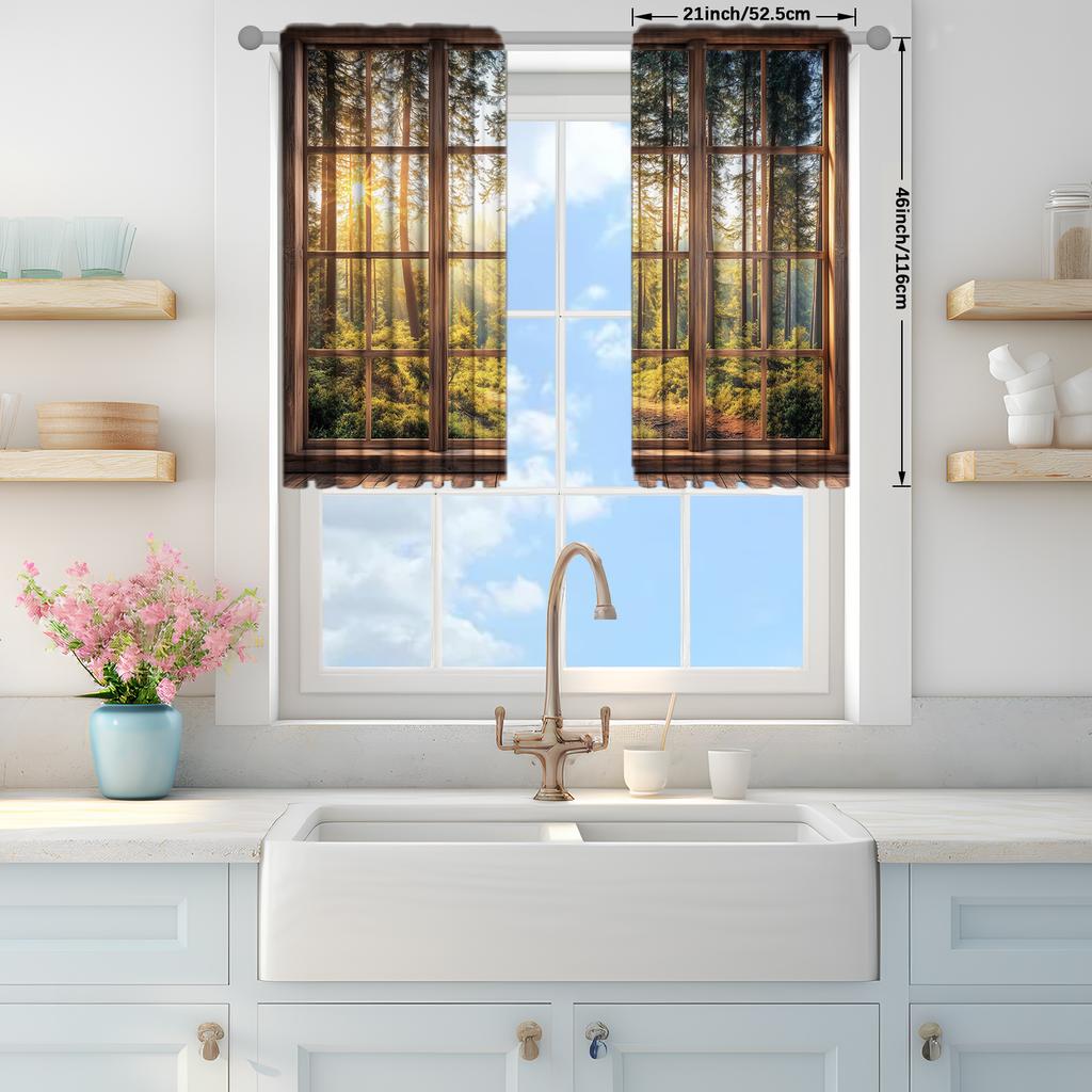 2 ks Ozdobte les za oknem Tištěný závěs pro Halloween Domácí dekorace - Kapsa na tyč Okenní dekorace do ložnice