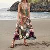 Women's Casual Fashion Flower Printed Sleeveless Pocket Dress