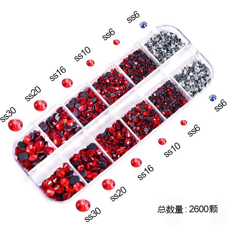 12-Grid Boxed Rhinestones, Glass Dmc Hot Diamonds, Crystal Clothing Accessories, Jewelry Diy Tool Set