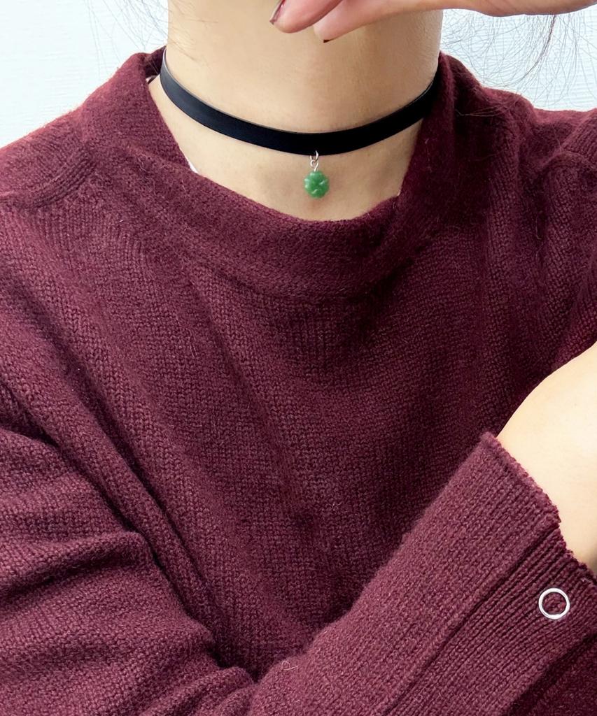 Glory_Arden Surgical Steel 2-Color Jade Pendant Choker Necklace/Ghmn-492