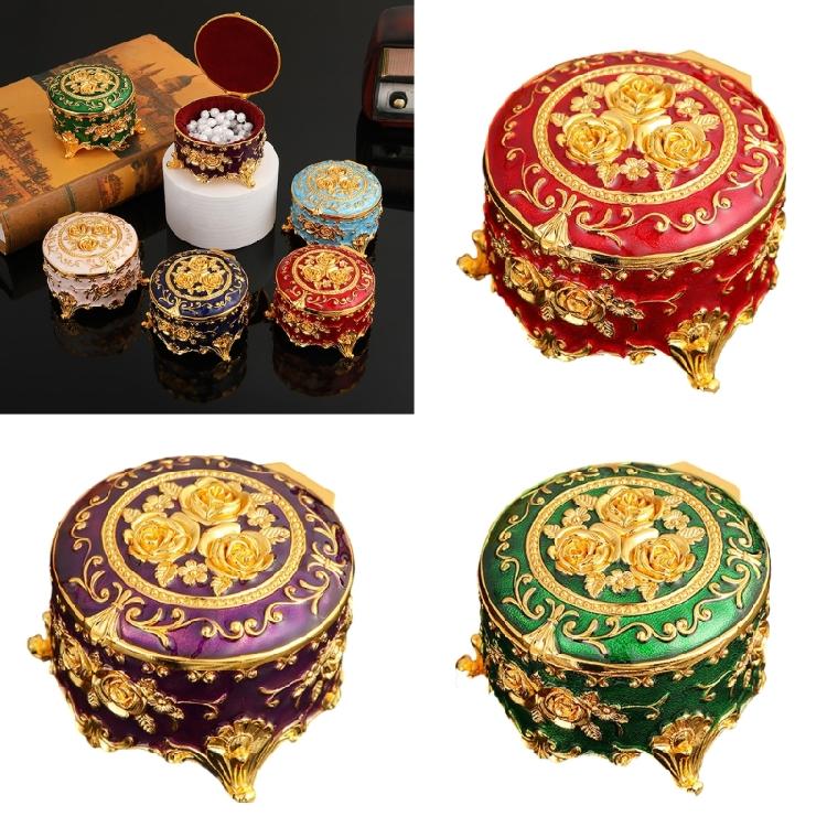 Elegant Enamel Jewelry Storage Decorative Vintage Metal Accessories Box Desktop Organiser For Rings Bracelets Chain