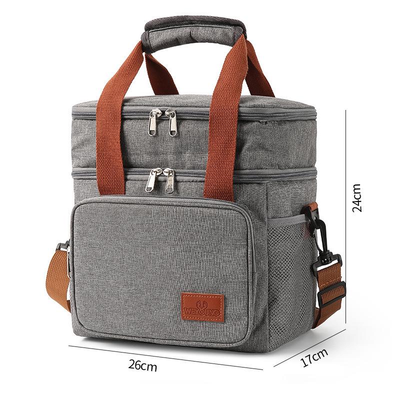 Large Capacity Insulated Picnic Lunch Bag - Double Layer, Waterproof, Handheld/Shoulder Design