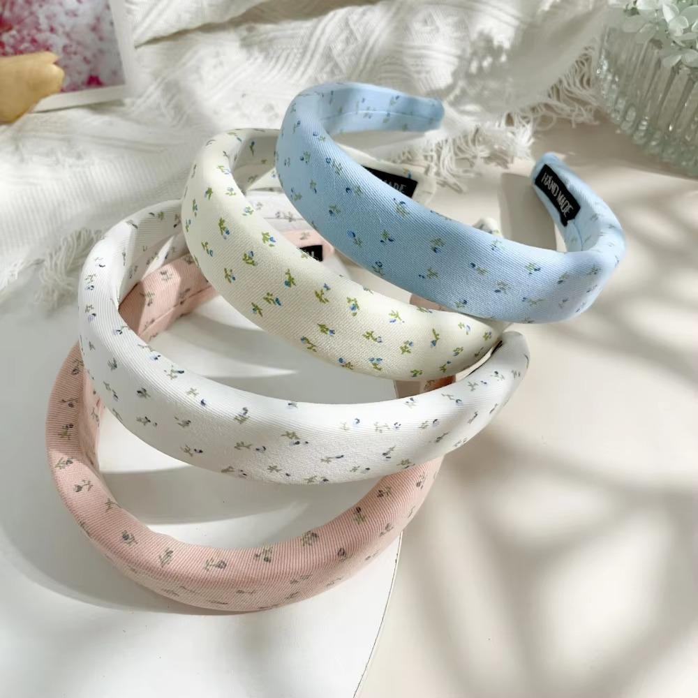 New Floral Bowknot Hairbands for Women Girls Korean Hair Accessories Sponge Soft Sweat Flower Bows Wide Hoop Headband Bandana