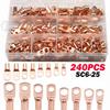 60/100/240PCS SC Bare Terminals Lug Copper Tube Lug Ring Seal Battery Wire Connectors Bare Cable Crimped/Soldered Terminal Kit