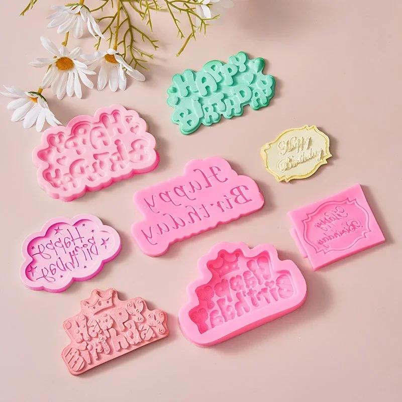 3D Silicone Cookie Mold Baking Decoration Happy Birthday Mould Chocolate Fondant Cake Making Tools DIY Dessert Kitchen Utensils