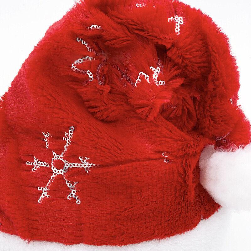 Christmas Santa Claus Hat Christmas Hats for Adults Plush Velvet Xmas Luxury Snowflake Hat Merry Christmas