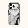 Minimalist Mono Grey Scale Holding Hands Graphic Art Film Aesthetic Protective Shockproof Bumper Case Cover For iPhone 14 15 16 Pro Max Plus