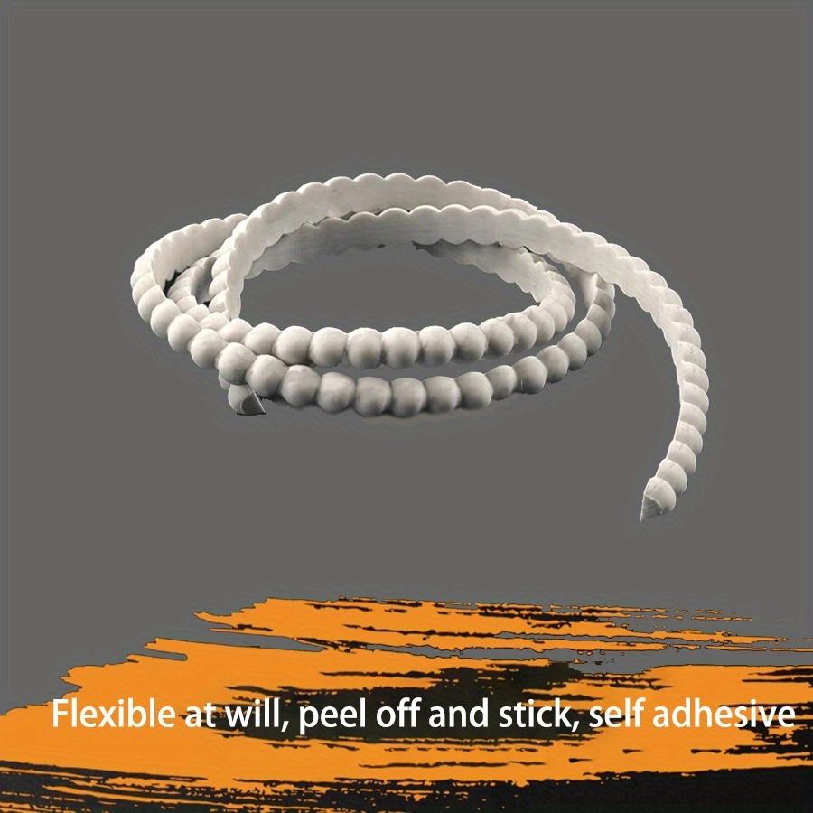 1 Roll (5m/196.85in) Self-Adhesive PVC Bead Trim - Peel and Stick Removable Wallpaper Border, White Durable Polyvinyl Chloride Molded