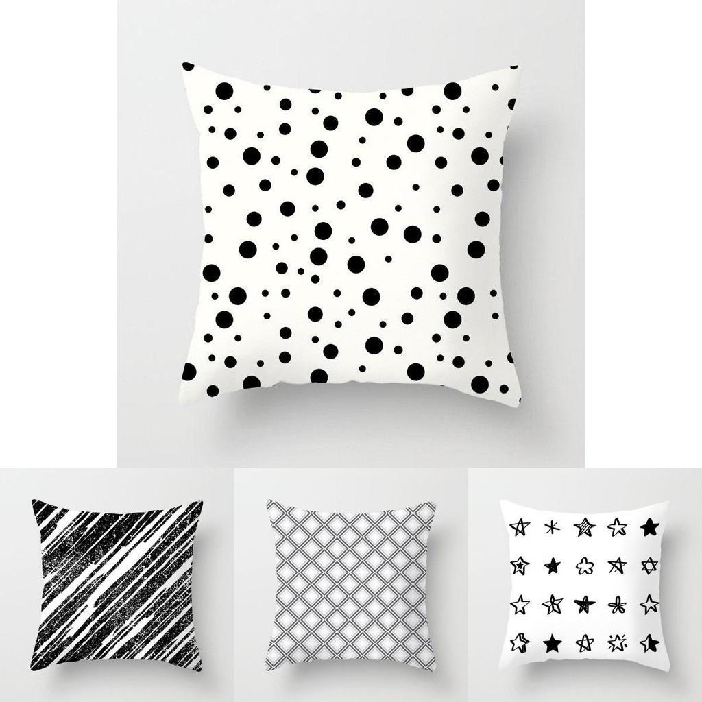 Stylish Geometric Cushion Cover With Dotted Grid And Triangular Patterns For Modern Decor