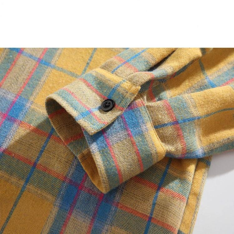American Retro Casual Plaid Shirt Men and Women Autumn and Winter Shirt Jacket Long Sleeve Top Cardigan with Pocket