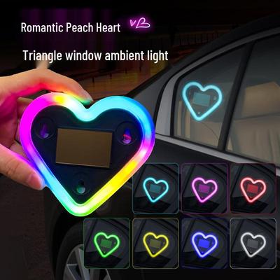 Solar-Powered Seven-Color LED Heart Lamp for Car Interior Atmosphere