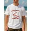 European Size "Sorry for Being Late.I Was Dawdling."Lamb Pattern Fun And Casual Style Creative Print T-shirt, Comfortable Breathable Casual Sports Top