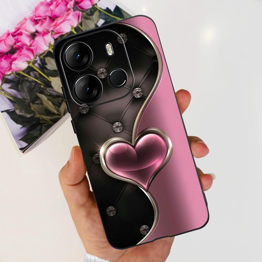 For Tecno Spark GO 2023 BF7n Phone Case Tecno Pop 7 Pro BF7 Pop7 Back Cover Matte Soft Silicone Coque Fundas Oil Flower Heart