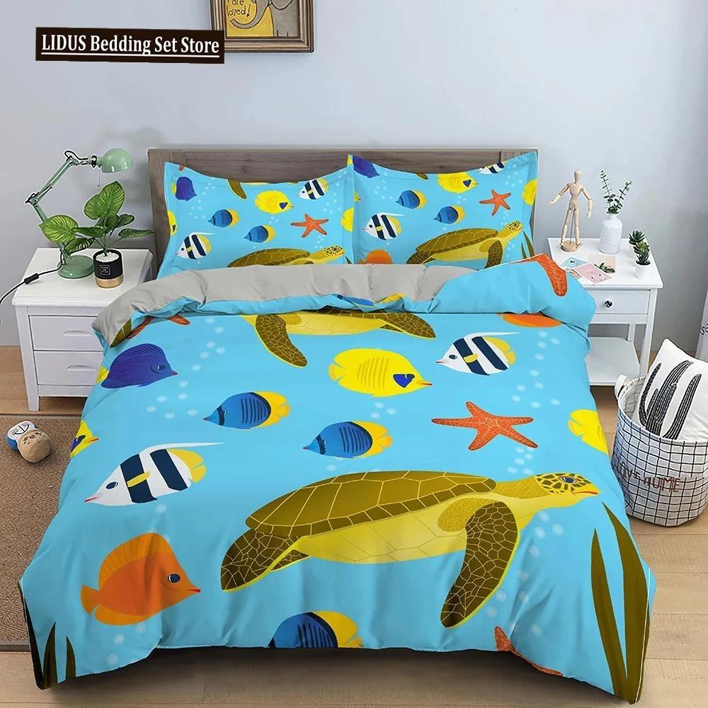 3D Sea Turtle Beddings Set Psychedelic Animal Duvet Cover Comforter Covers Single Twin Full Queen King Polyester Quilt Cover