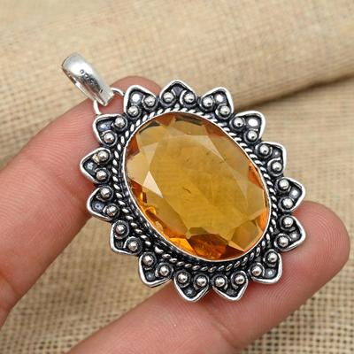 Gioielli in argento sterling 925 Miele Topazio Pietra preziosa Ciondolo delicato Regalo di nozze fatto a mano