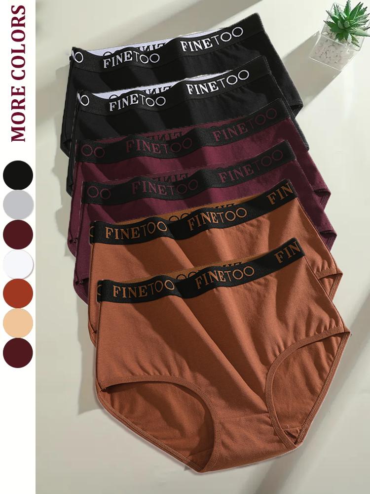 Finetoo 6Pcs/Set Women's Seamless Cotton Briefs Women Plus SizePanties Breathable Underwear Female Low Waist Soft Lingerie S-XXL