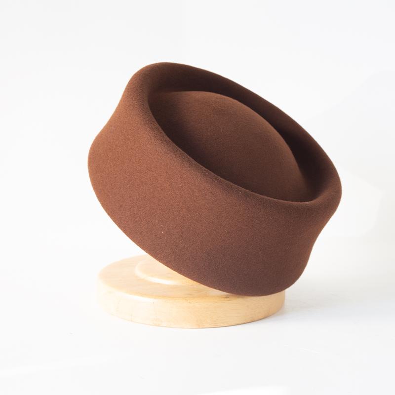 Autumn Winter 100% Wool Felt Blocked Beret Women Elegant Bread Pumpkin Berets Men Ladies Wedding Painter Pillbox Fascinator Hat