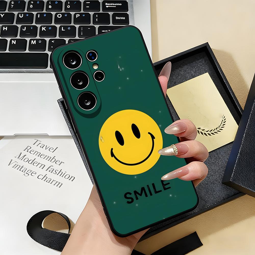 Anime Smile Phone Case For Samsung S26 S25 S24 FE S23 S22 S21 Plus S20 Ultra Note20Ultra Black Soft Shell