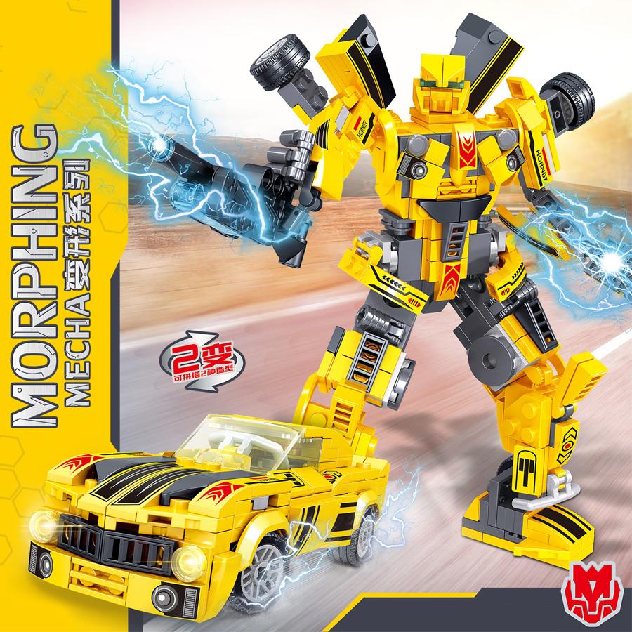 Ungiftiger Transformationsrobot Bausatz Spielzeug Bausteine Rennfahrzeug Mecha Krieger Kinderspielzeug Weihnachtsgeschenke
