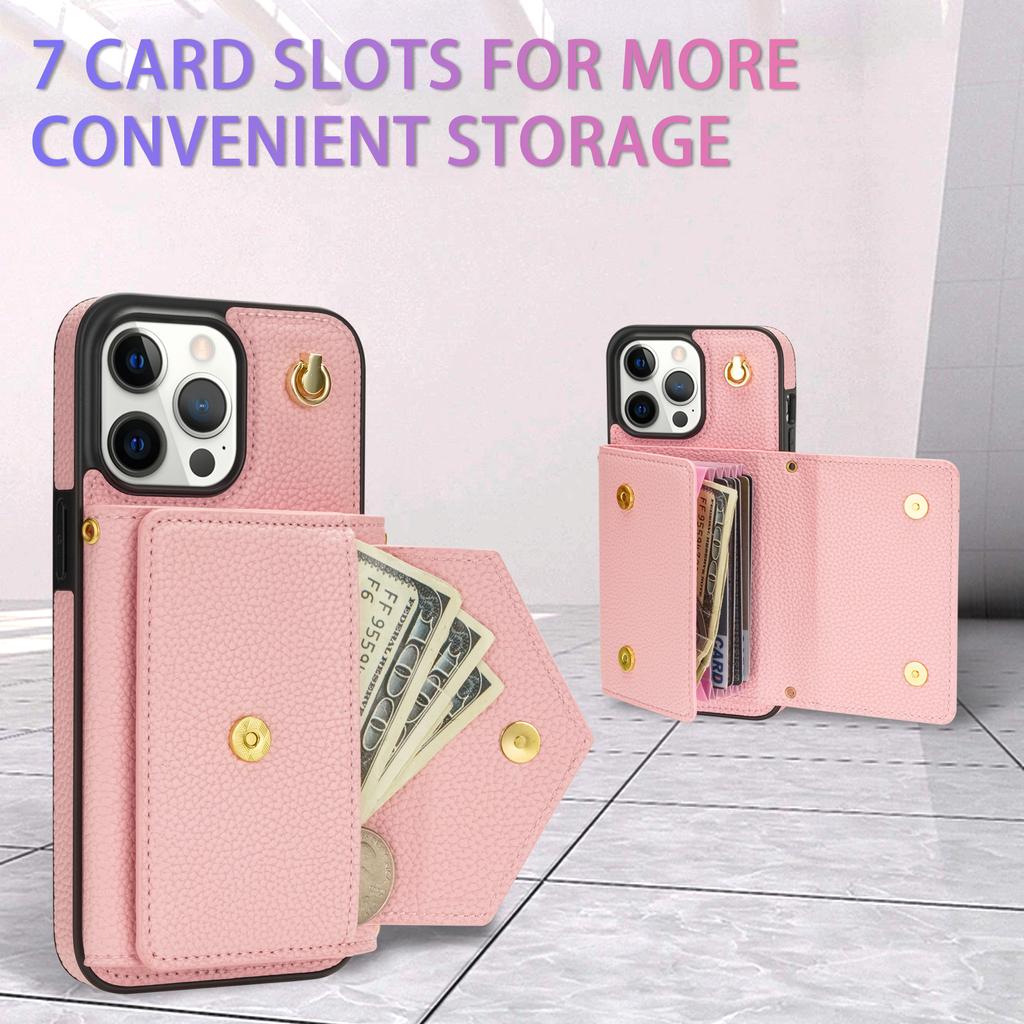 Crossbody Strap Multi Card Slot Flip Wallet Leather Case For iPhone 15 14Plus 13 12 11Pro Max /Samsung S23 S22 S21 Ultra S20Plus S23 S21FE A14 A54 A53