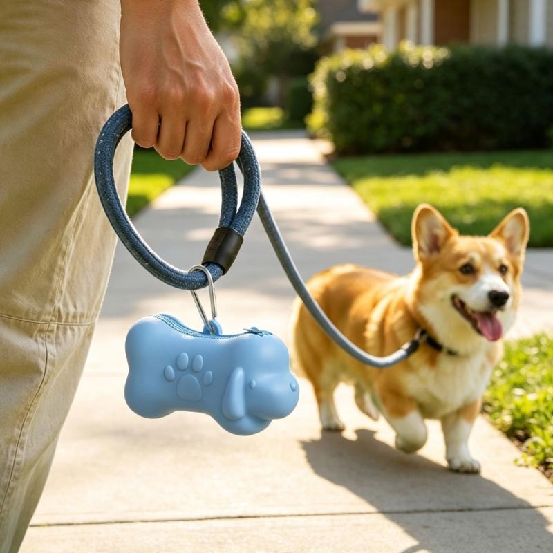 Dog Walking Reward Bag with Flexible Pouch Body, Secure Closure, Metal Clip and Hand Loop for Carrying Food Rewards
