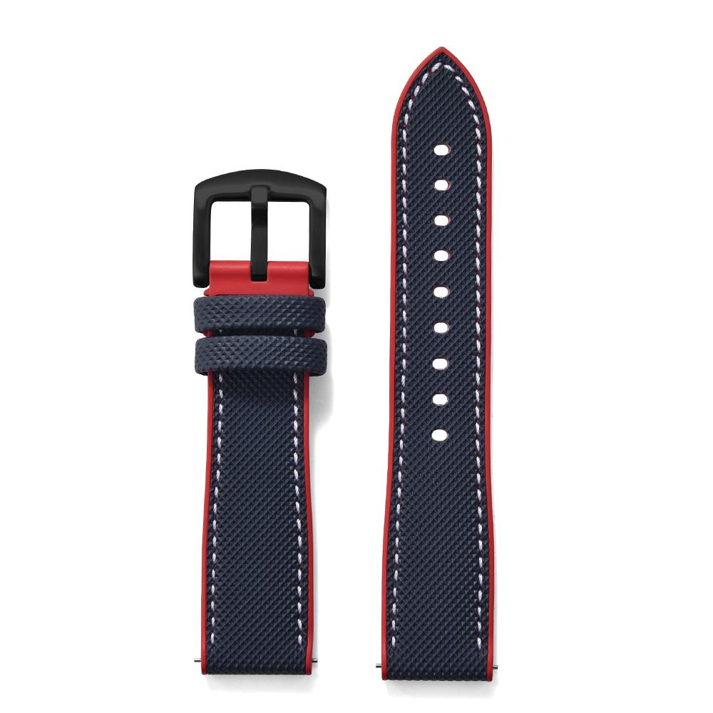 STAPELP Hybrid FKM Sailcloth Nylon Watch Strap 18mm 20mm 22mm 24mm Fluoro Rubber Leather Watchband For Each Brand Diving Watches