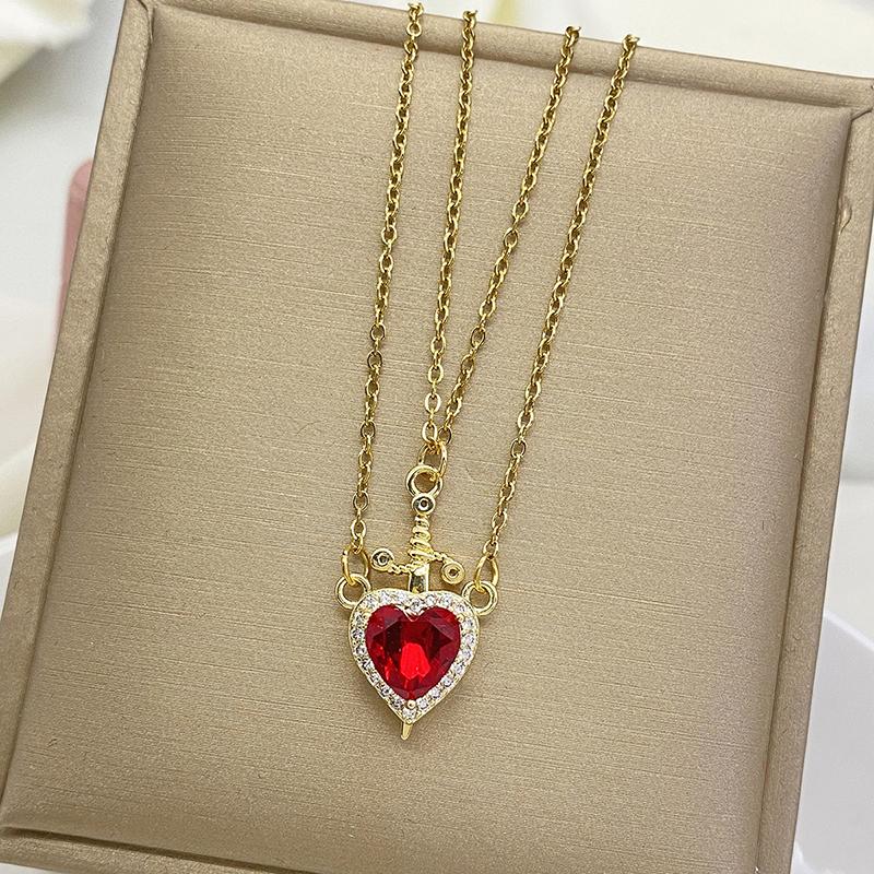 

Модное панк ожерелье в виде сердца и меча, которое можно собрать, для женщин и мужчин, креативная подвеска с цирконом, ювелирное украшение, подарок для вечеринки