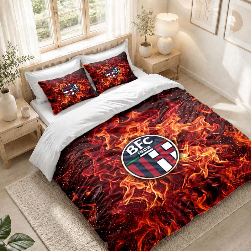 Bedding Set 1 Duvet Cover 2 Pillowcases Bologna FC Print Bedroom Home Decoration