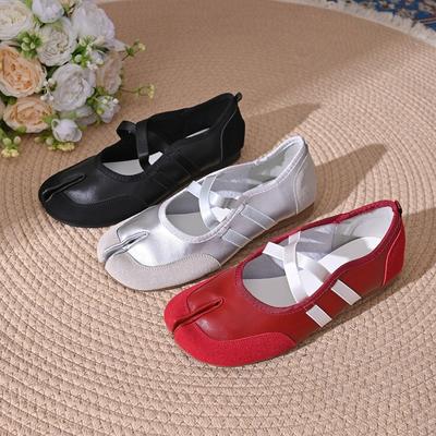 Zwart Zilver Rood Ballerina's Trainers Dames Split Teen Ballerina Tabi Wandelsneakers Vrouw Mary Jane Schoenen Schoenen Zomer