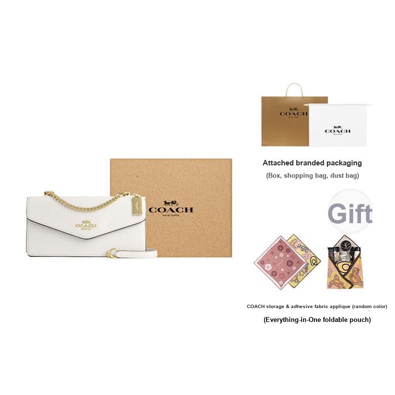 Coach Klare 26 Brand Micro Logo Chain Shoulder Strap Leather Envelope Bag Women Shoulder Bag Chalk-White CBI98-IMCHK